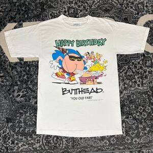 Vintage 1993 Butthead Sportswear Happy‎ Birthday Old Fart Shirt White Men’s Sz L